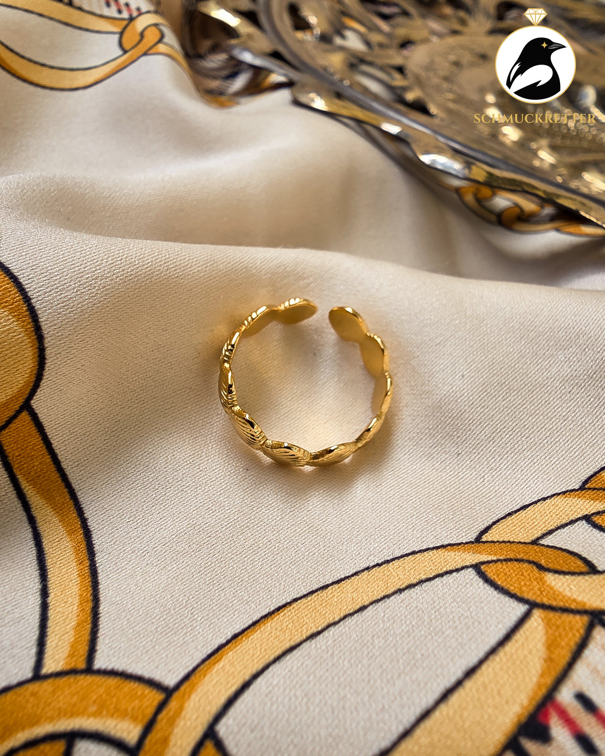 Muschel-Ring aus vergoldetem Edelstahl, verstellbar