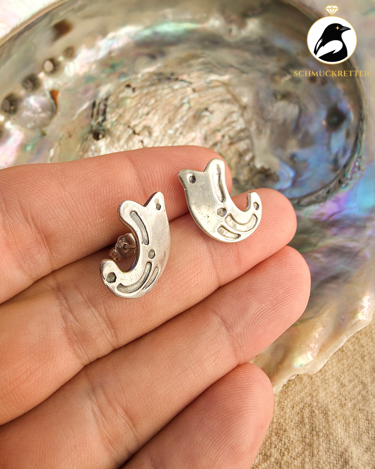925 Silber Ohrstecker – Taxco-Stil, präkolumbianisches Vogelmotiv