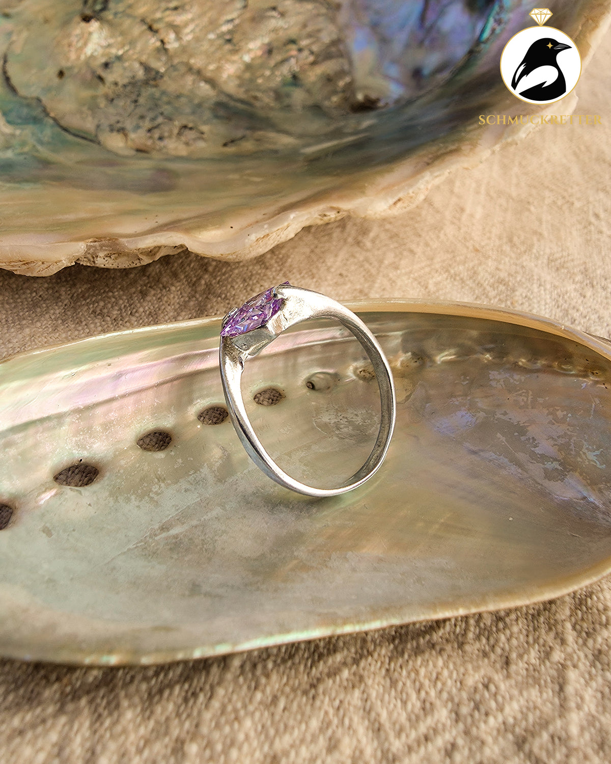 925 Silber Ring mit lila Zirkonia, Gr. 56
