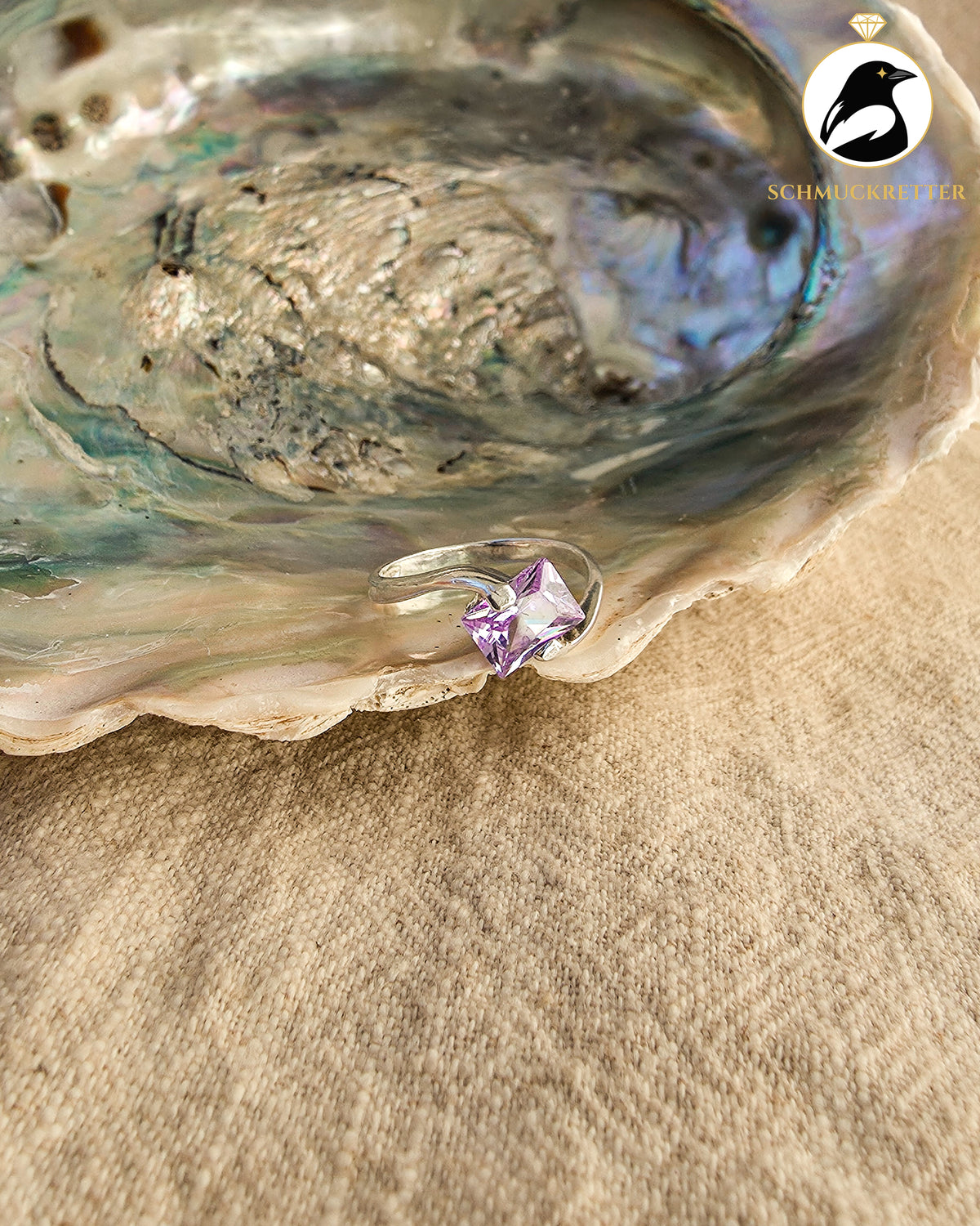 925 Silber Ring mit lila Zirkonia, Gr. 56
