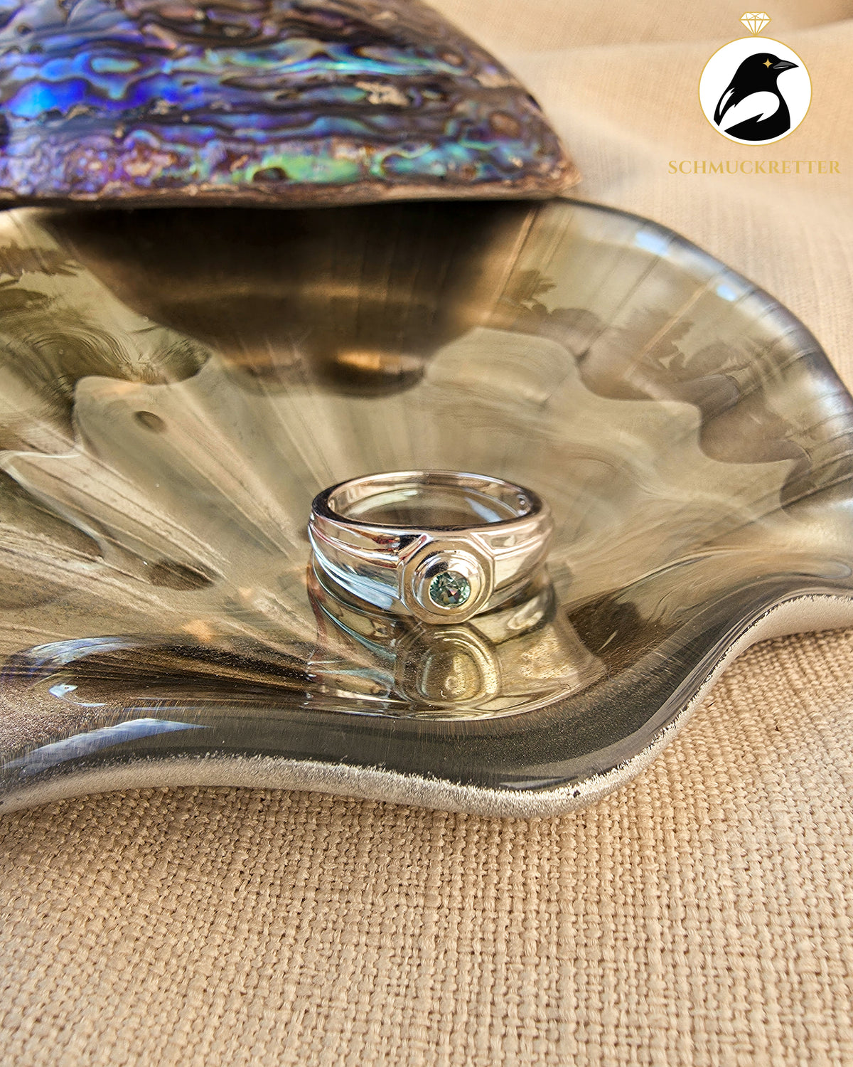 Ring aus 925 Silber mit blauem Zirkon - Juwelo, Gr. 63, SALE