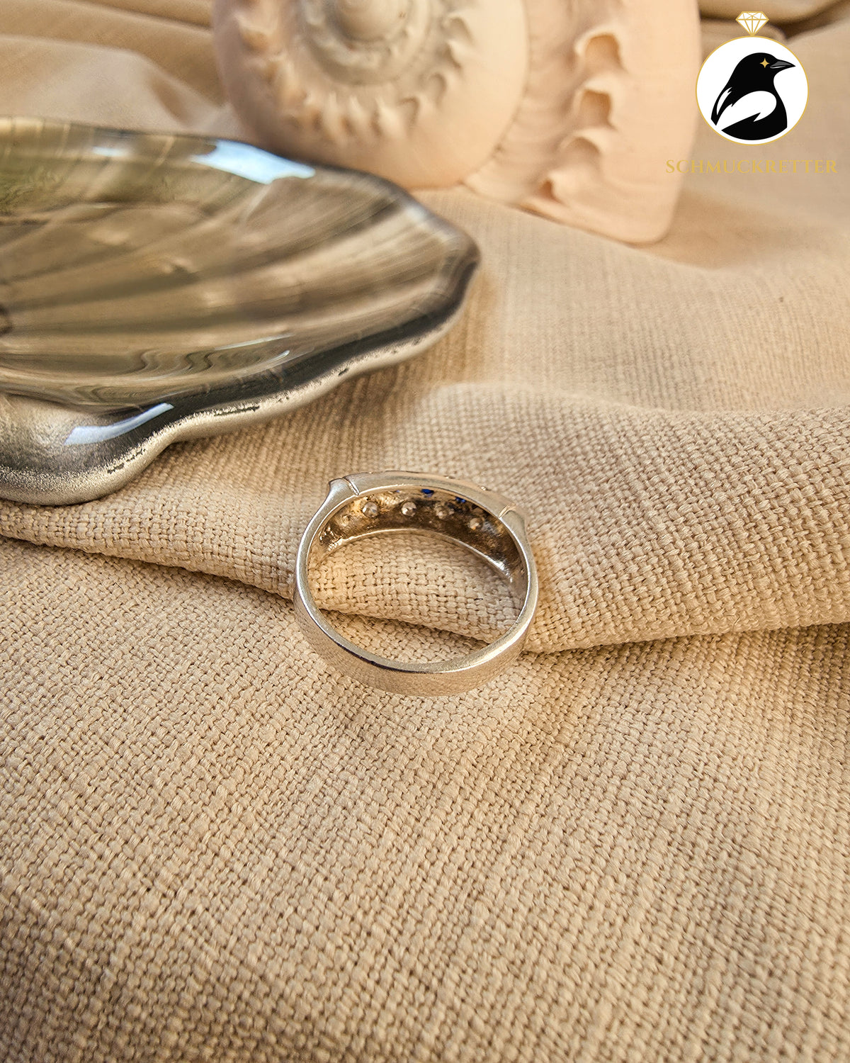925 Silber Ring mit blauen und weißen Zirkonia, Gr. 58, SALE