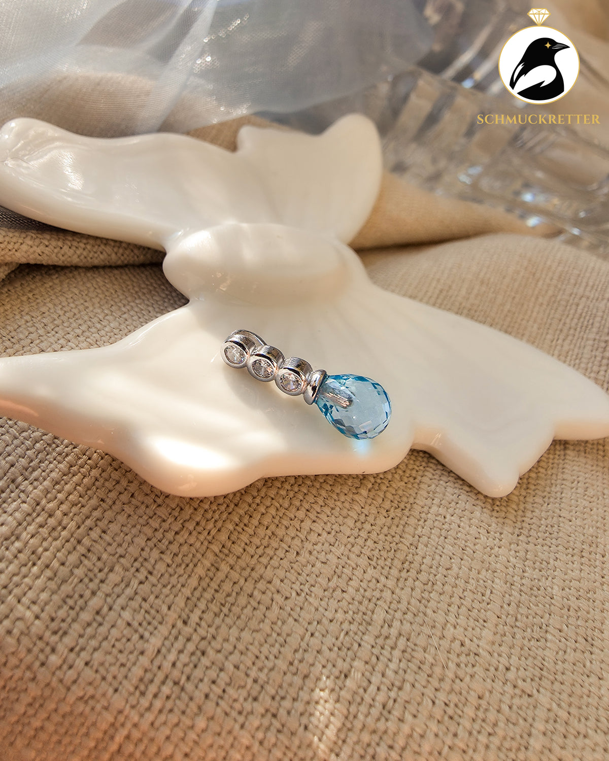 Set „Eislicht“ – Blautopas & Zirkonia in rhodiniertem 925 Silber