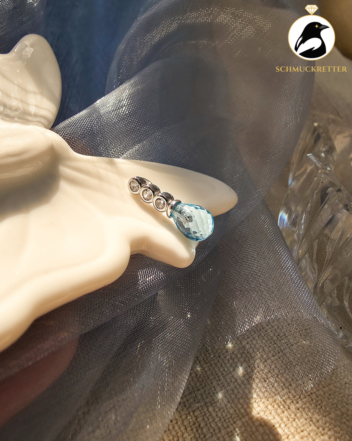 Set „Eislicht“ – Blautopas & Zirkonia in rhodiniertem 925 Silber