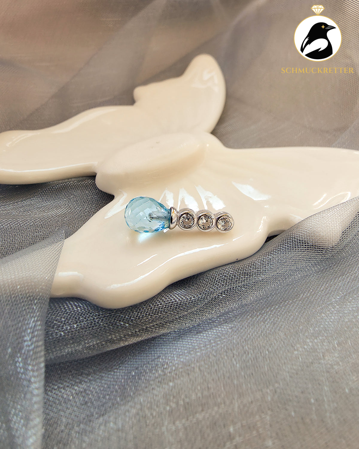 Set „Eislicht“ – Blautopas & Zirkonia in rhodiniertem 925 Silber