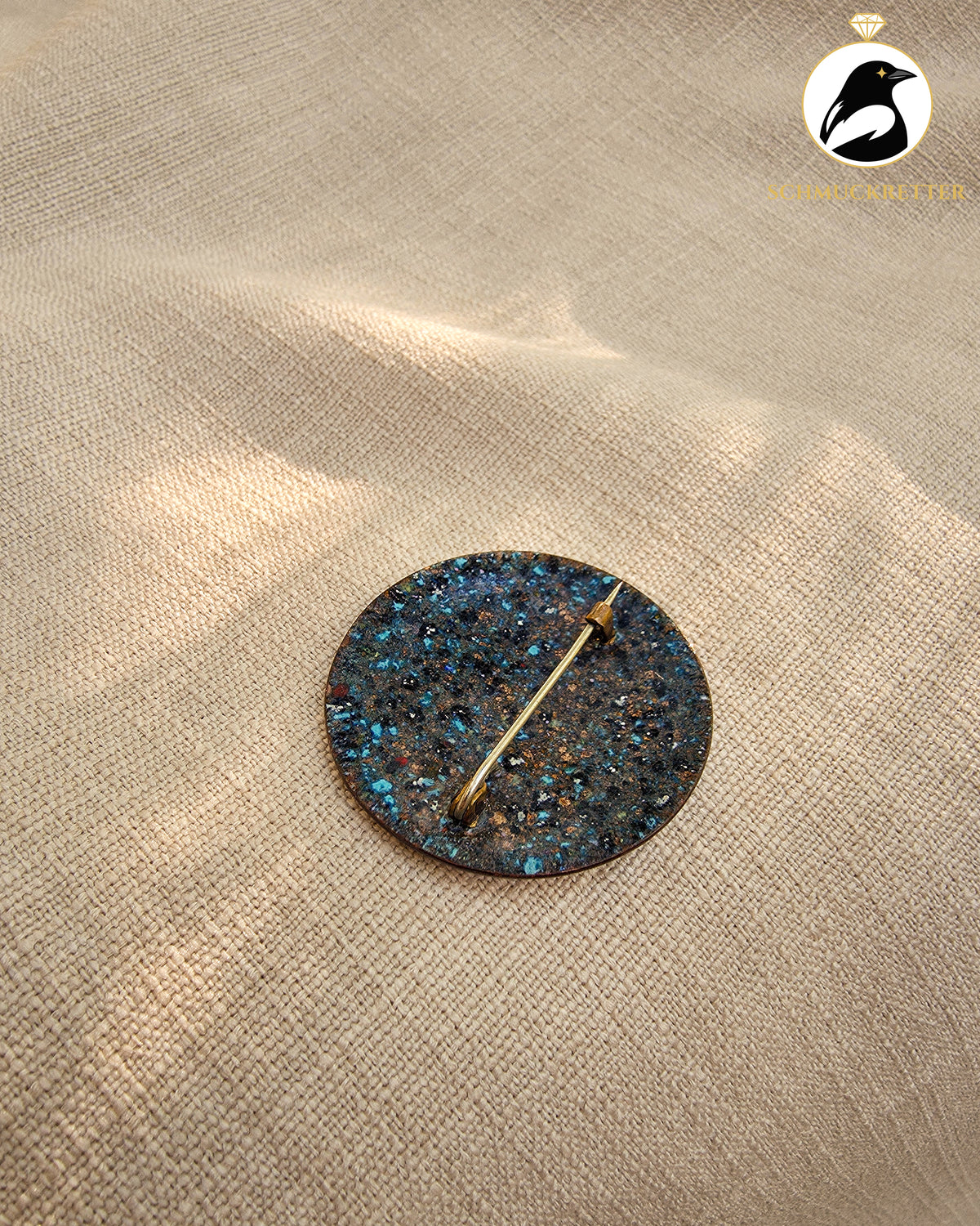Vintage Emaille-Brosche auf Kupfer – abstraktes Mid-Century Design