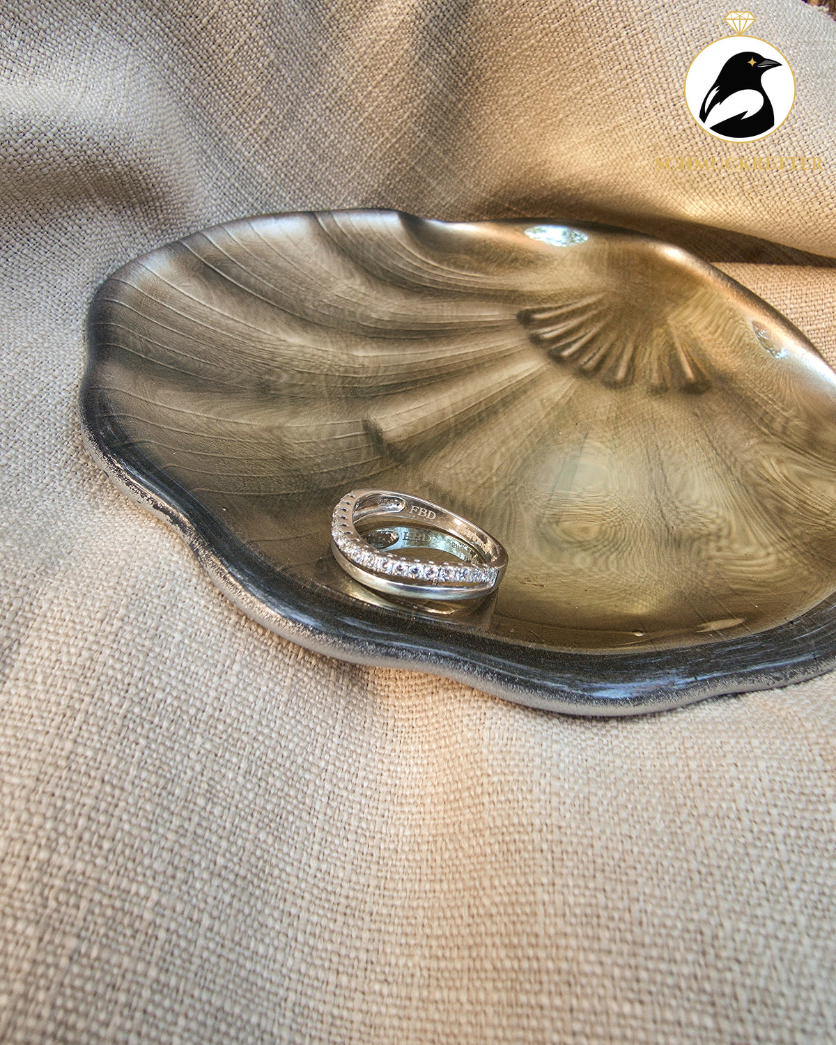 Geschwungener 925 Silber Ring mit Zirkonia, Gr. 57