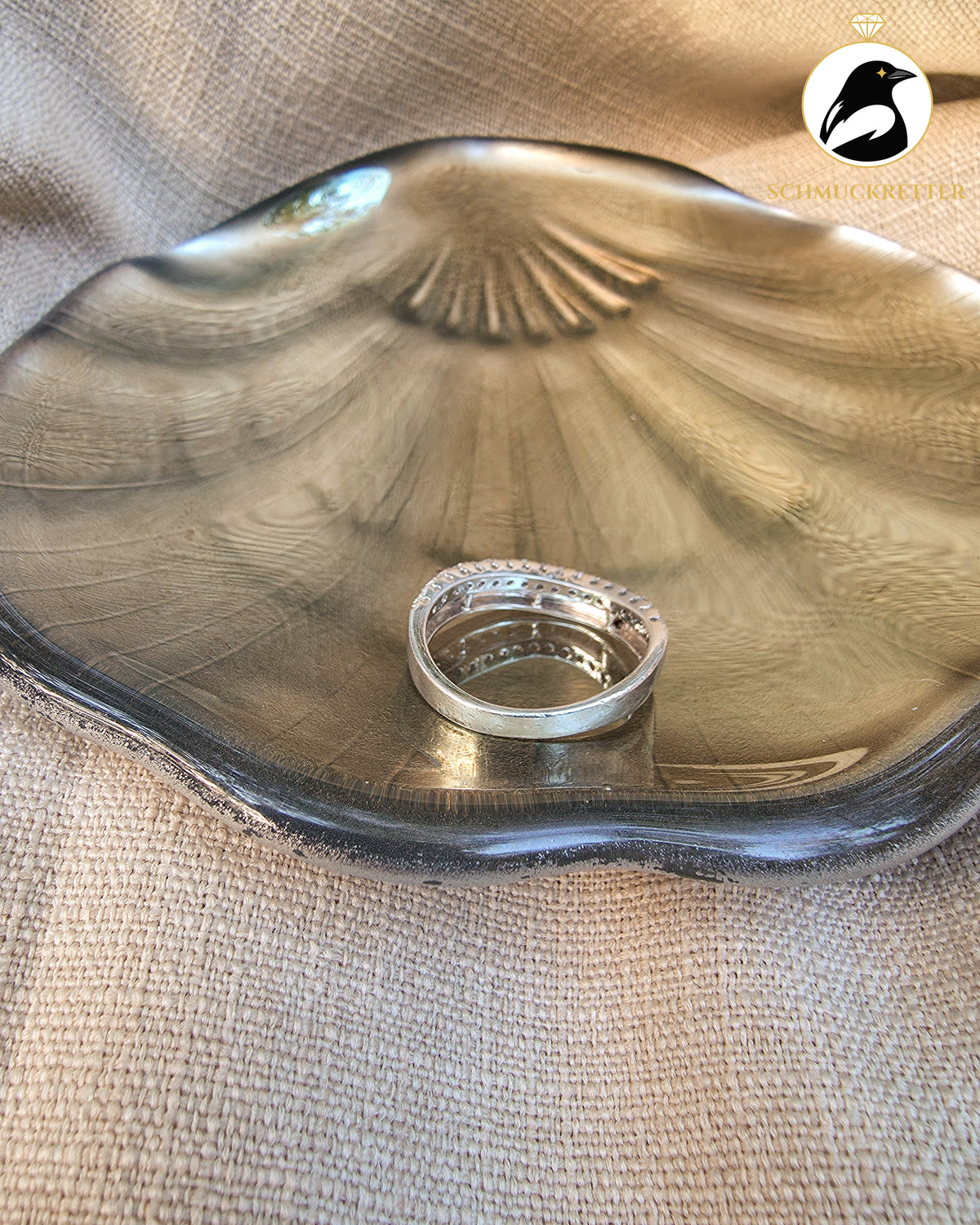 Geschwungener 925 Silber Ring mit Zirkonia, Gr. 57