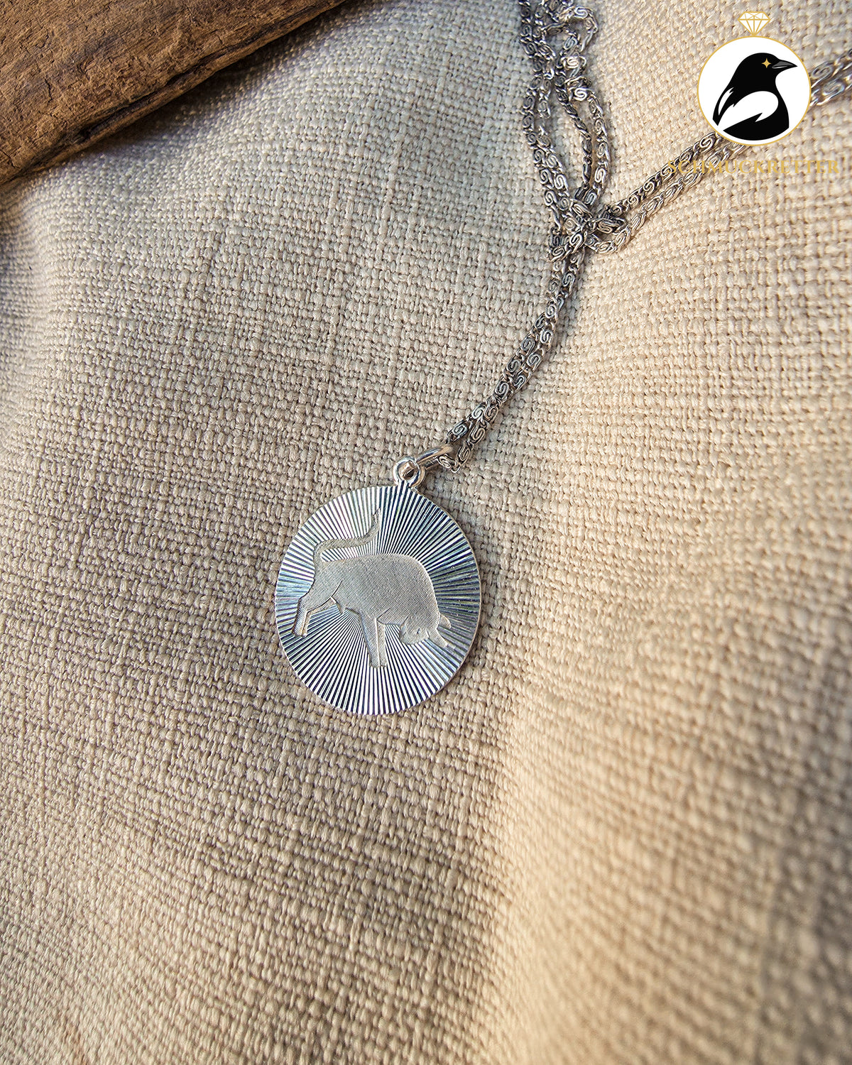 835 Silber Kette mit Stier-Anhänger Sternzeichen