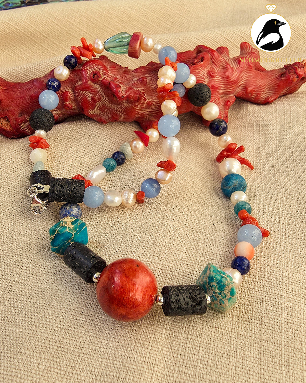 Meerweh – Bunte Edelstein- und Perlenkette | Atelier-Unikat
