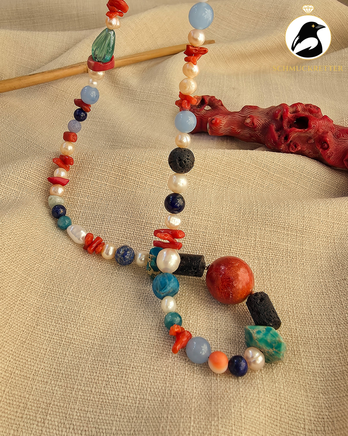 Meerweh – Bunte Edelstein- und Perlenkette | Atelier-Unikat