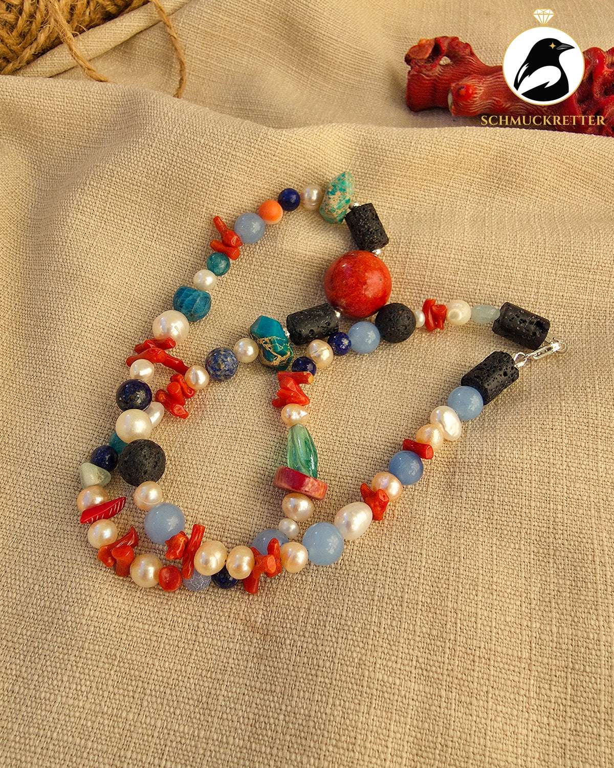 Meerweh – Bunte Edelstein- und Perlenkette | Atelier-Unikat