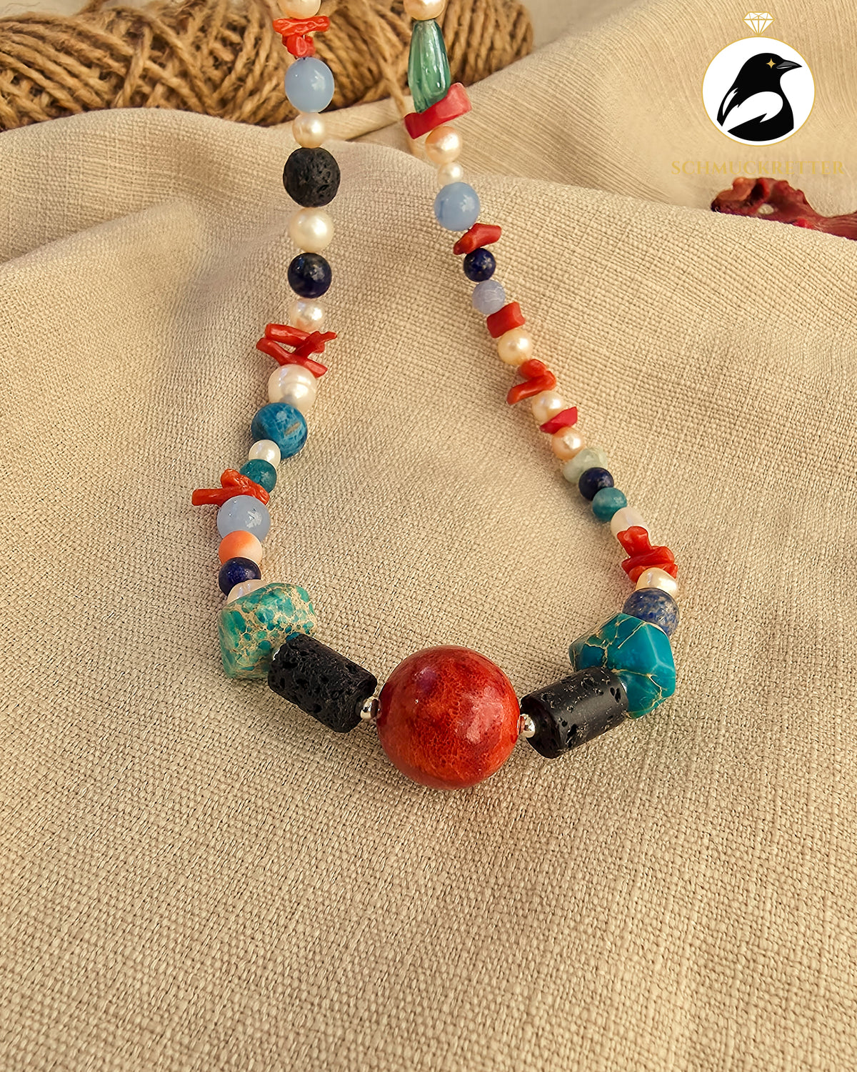 Meerweh – Bunte Edelstein- und Perlenkette | Atelier-Unikat