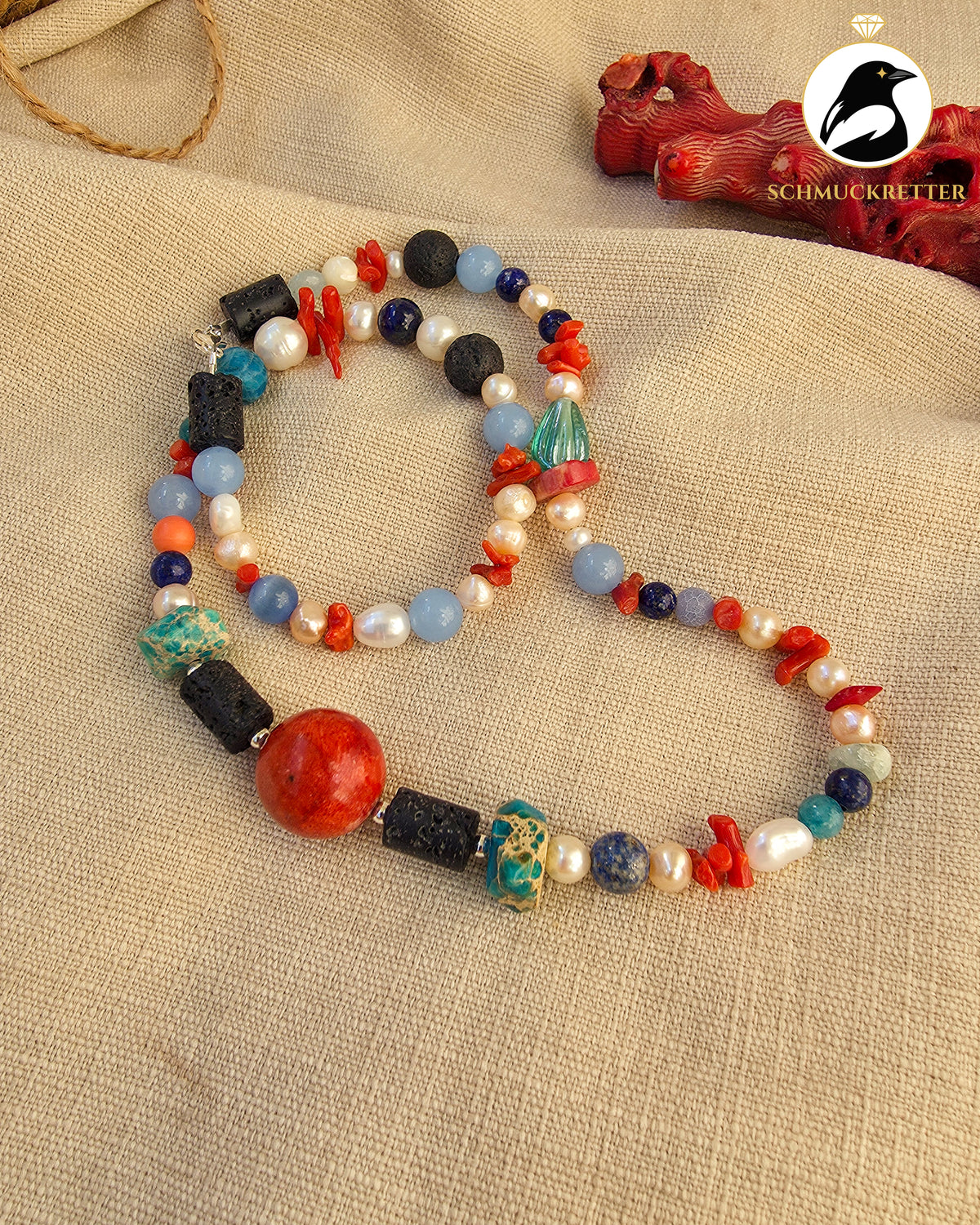 Meerweh – Bunte Edelstein- und Perlenkette | Atelier-Unikat