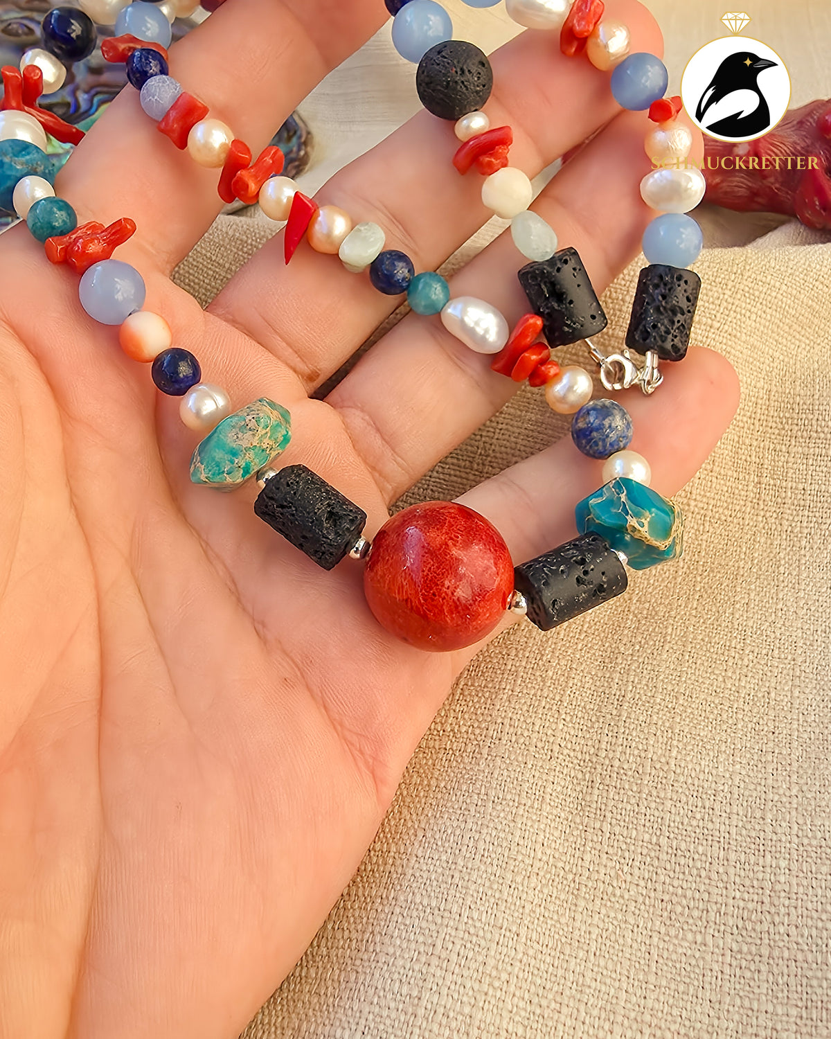 Meerweh – Bunte Edelstein- und Perlenkette | Atelier-Unikat