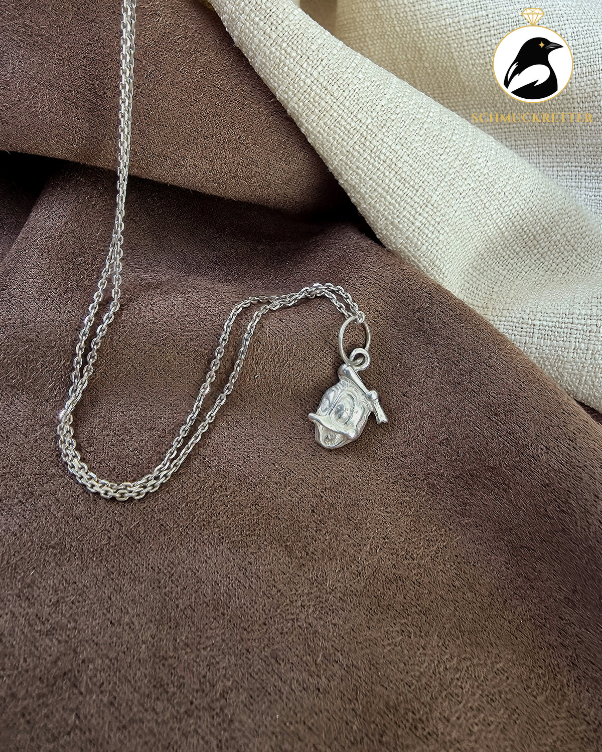 Comic-Ente-Anhänger mit 925 Silber Kette