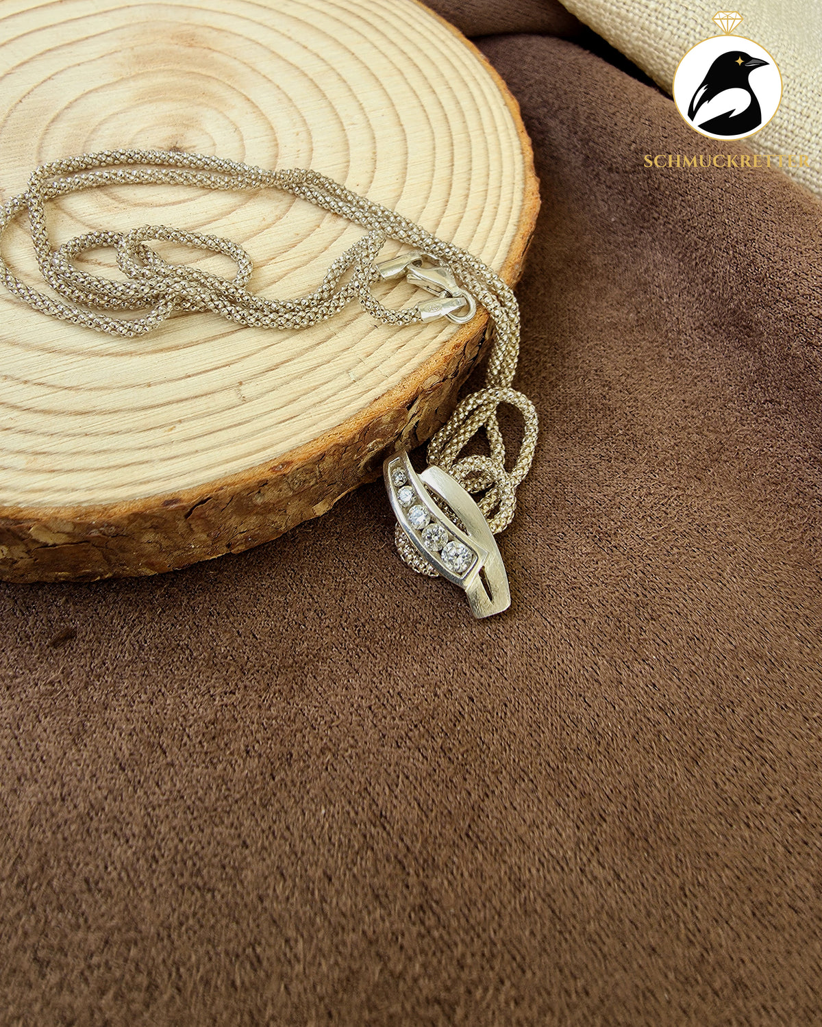 Seilkette aus 925 Silber mit Zirkonia-Anhänger