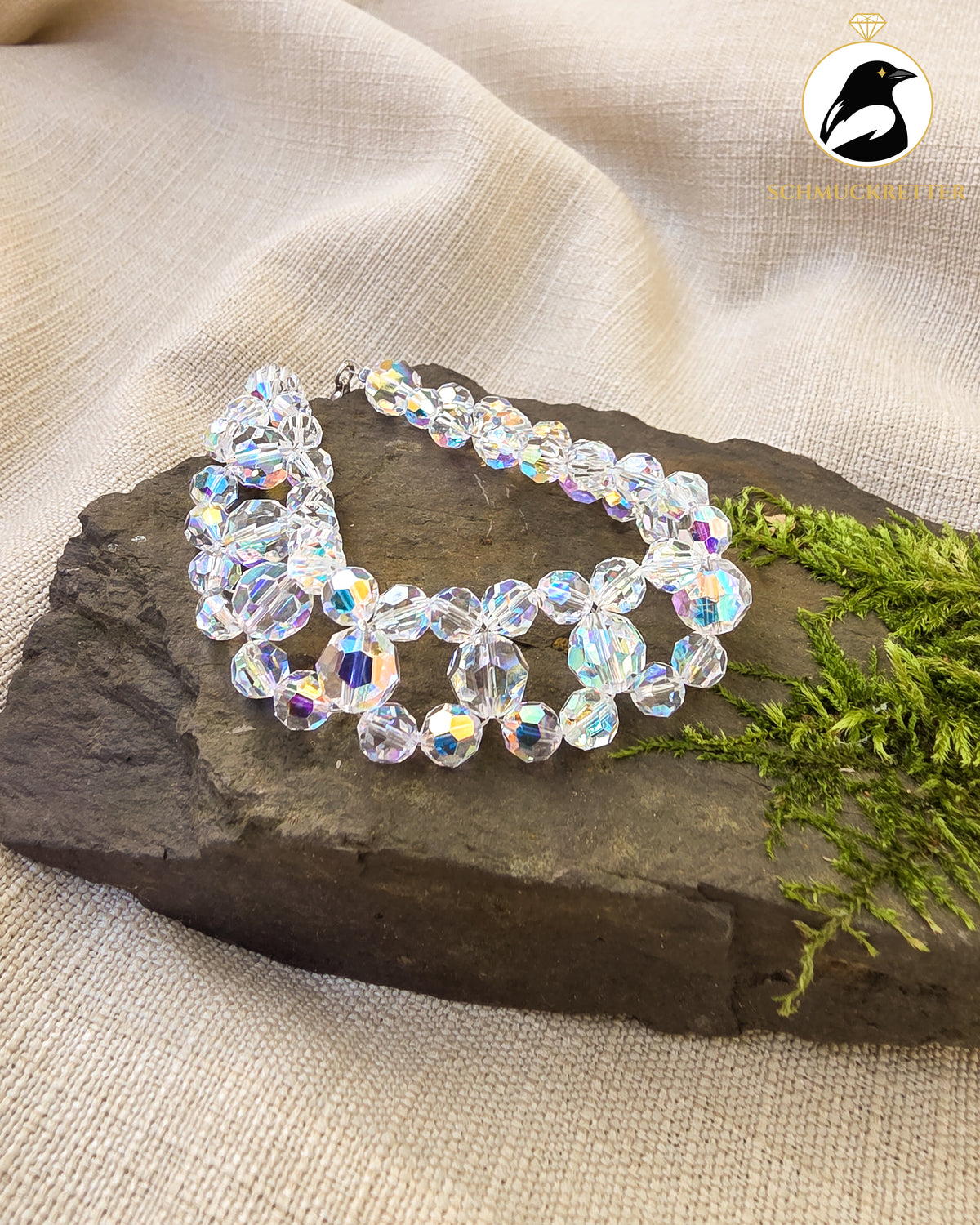 Funkelndes Glasperlenarmband mit 925 Silber Verschluss