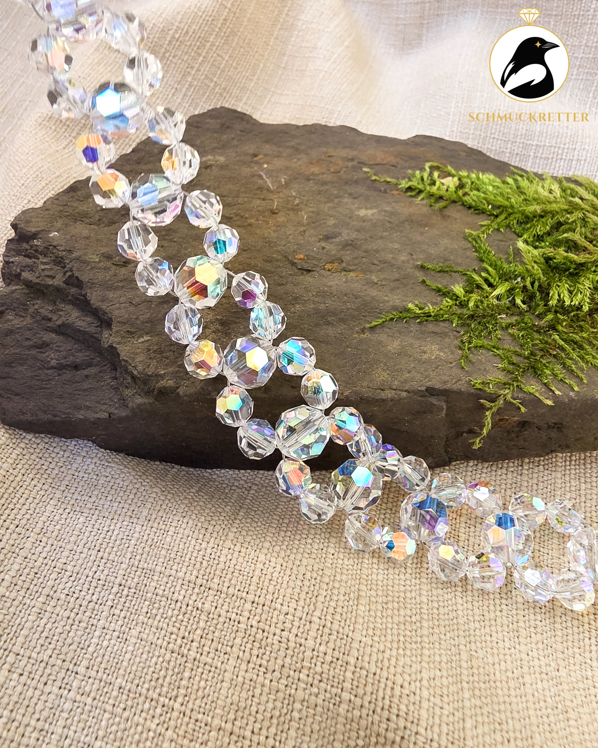 Funkelndes Glasperlenarmband mit 925 Silber Verschluss