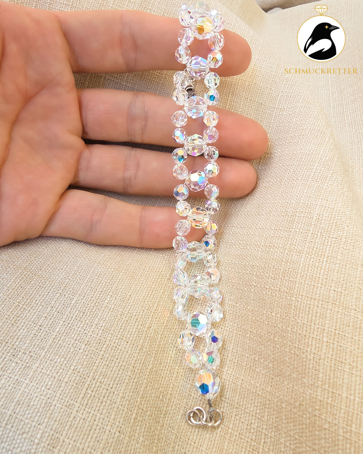 Funkelndes Glasperlenarmband mit 925 Silber Verschluss