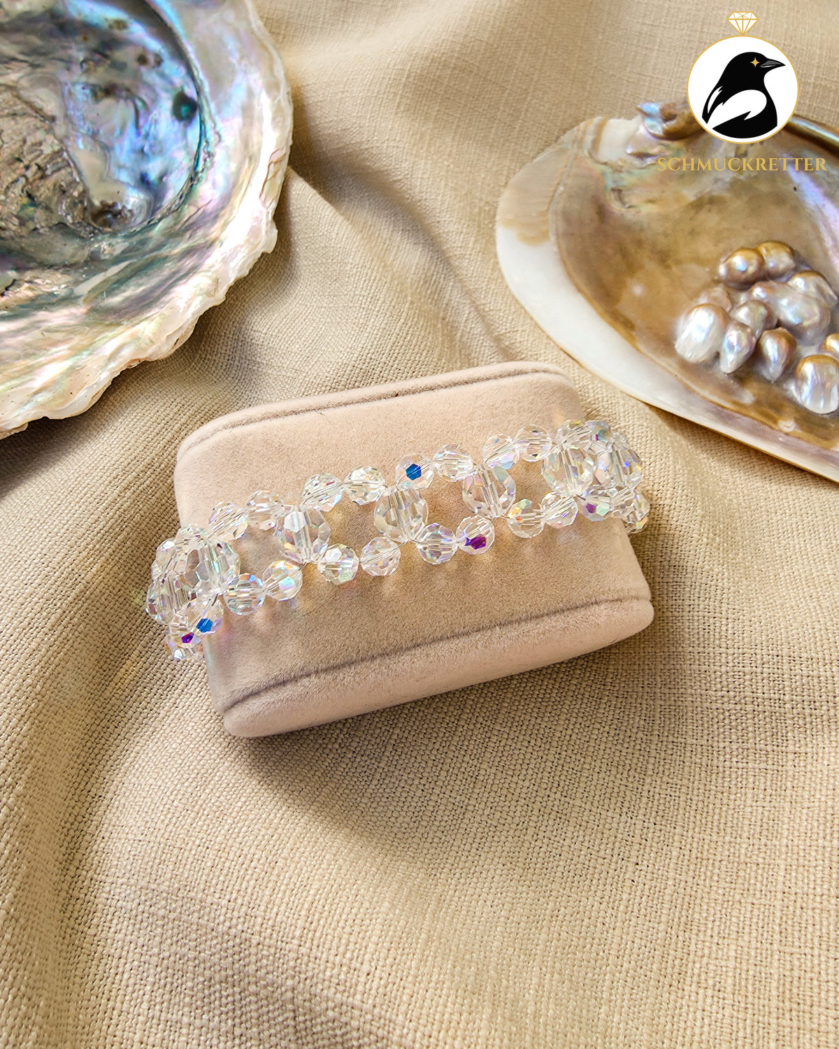 Funkelndes Glasperlenarmband mit 925 Silber Verschluss