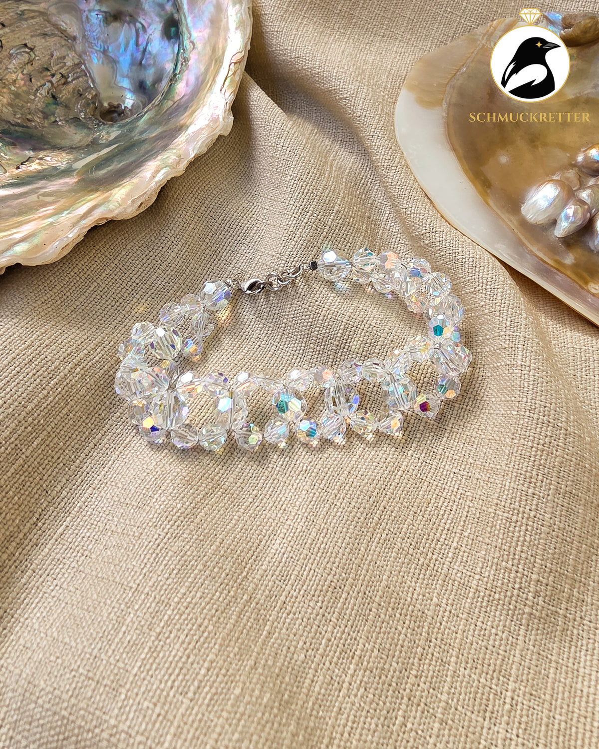 Funkelndes Glasperlenarmband mit 925 Silber Verschluss
