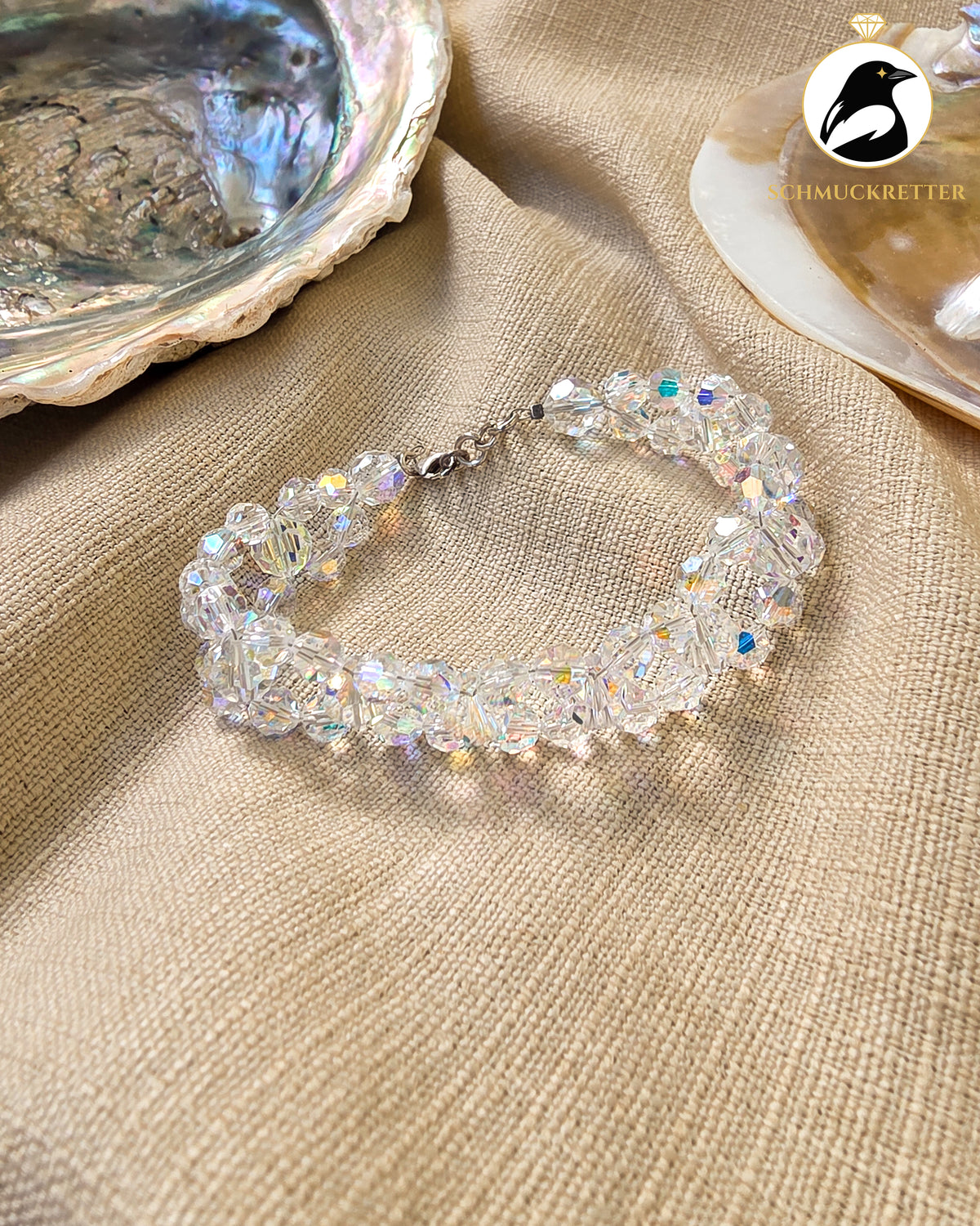Funkelndes Glasperlenarmband mit 925 Silber Verschluss