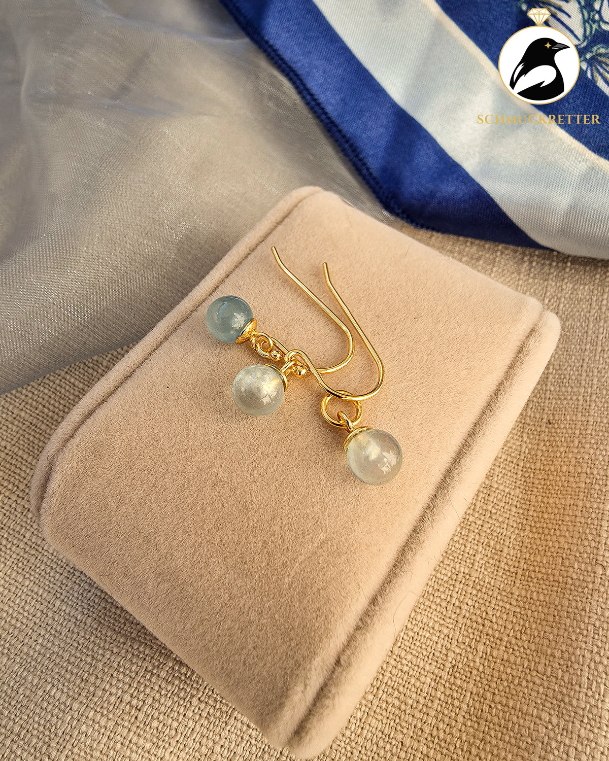 Aquamarin-Schmuckset – Ohrringe & Anhänger aus vergoldetem 925 Silber