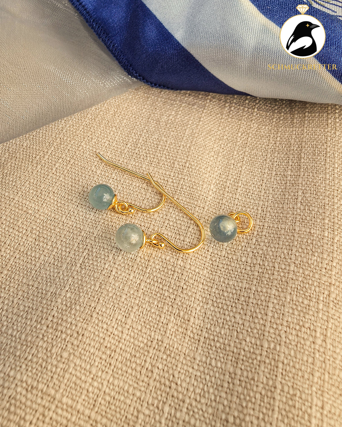 Aquamarin-Schmuckset – Ohrringe & Anhänger aus vergoldetem 925 Silber