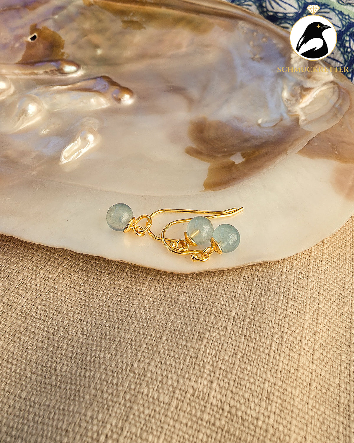 Aquamarin-Schmuckset – Ohrringe & Anhänger aus vergoldetem 925 Silber