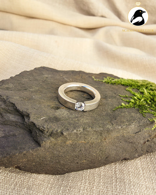 Massiver 925 Silber Spannring mit funkelndem Zirkonia, Gr. 52, SALE