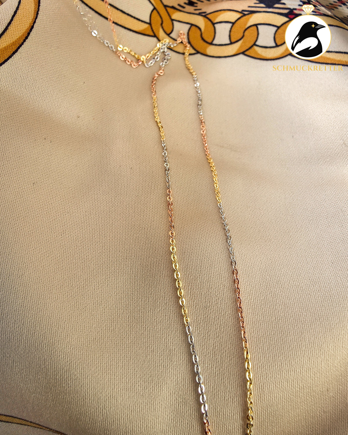 Tricolor-Ankerkette aus 925 Silber – elegante Goldoptik, 45 cm