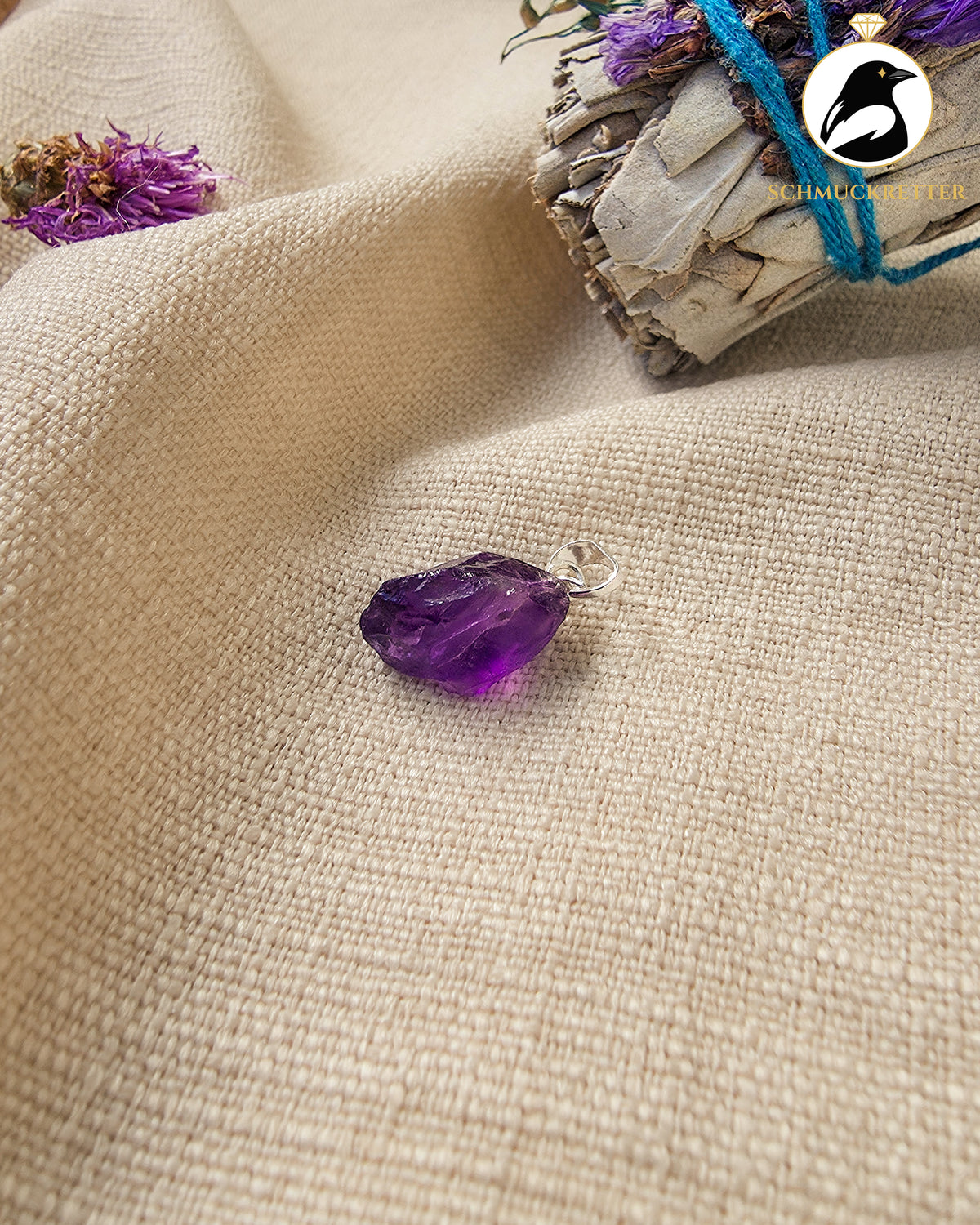 Roher Amethyst-Anhänger aus 925 Silber
