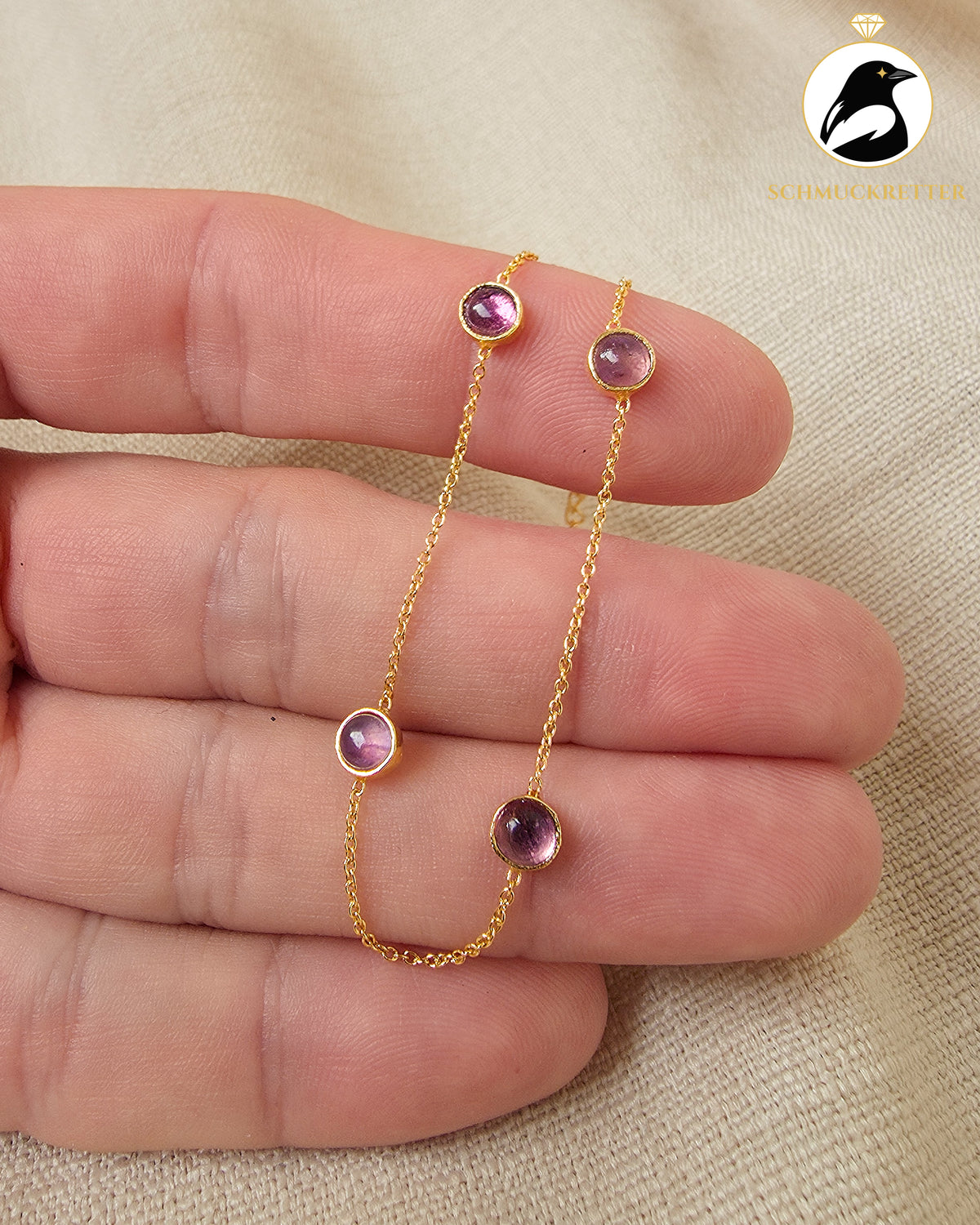 CONFETTI – Zartes Armband mit Amethyst aus vergoldetem 925 Silber