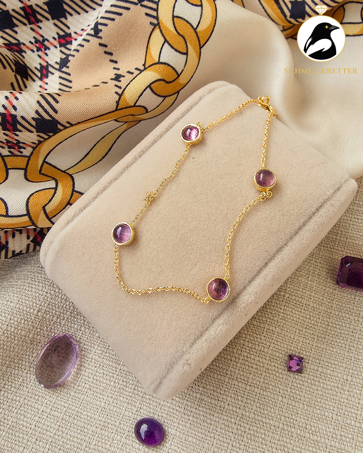 CONFETTI – Zartes Armband mit Amethyst aus vergoldetem 925 Silber