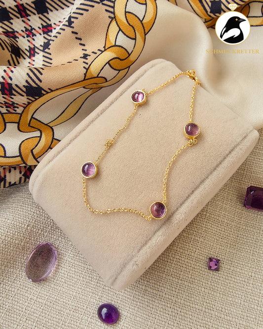 CONFETTI – Zartes Armband mit Amethyst aus vergoldetem 925 Silber