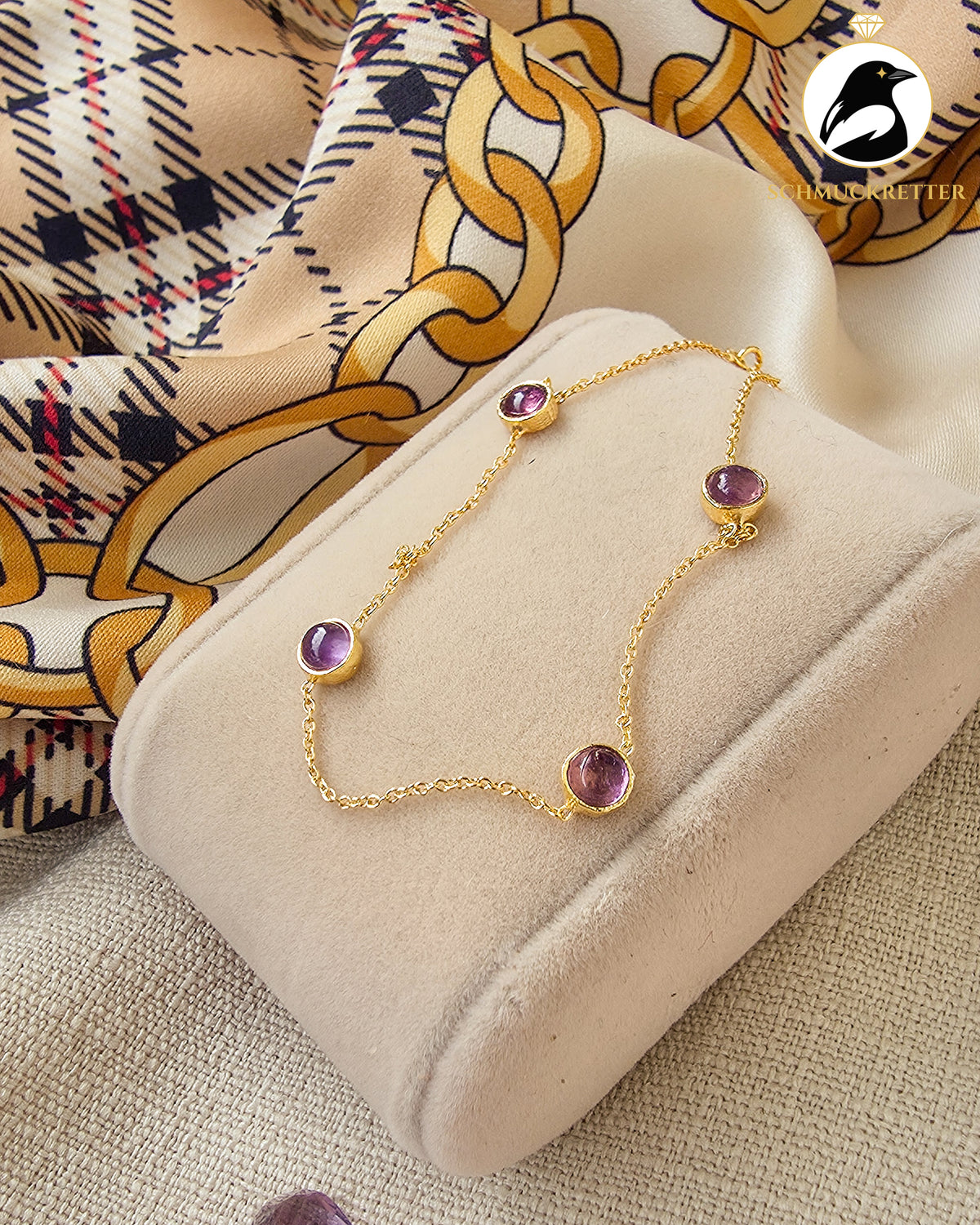 CONFETTI – Zartes Armband mit Amethyst aus vergoldetem 925 Silber