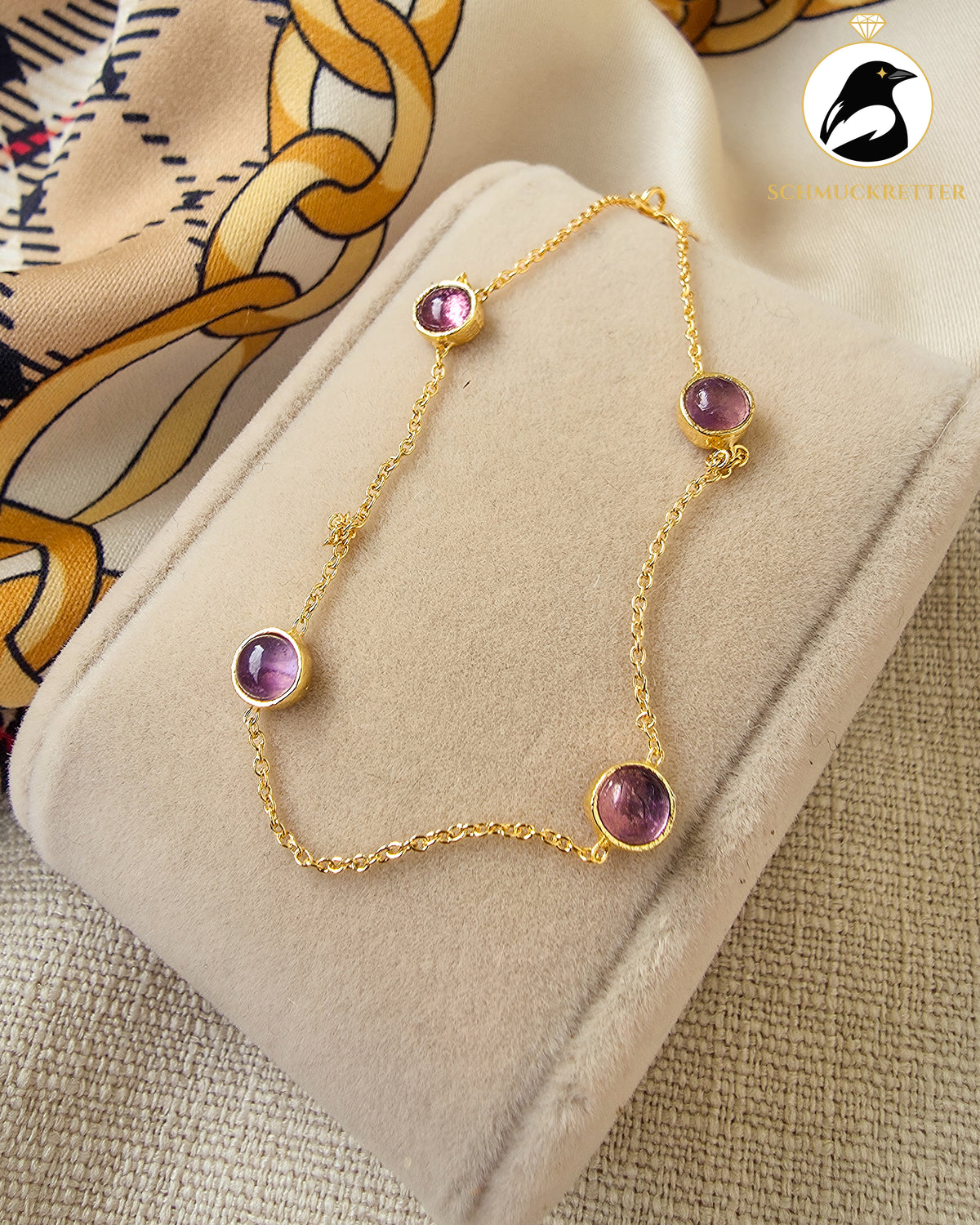 CONFETTI – Zartes Armband mit Amethyst aus vergoldetem 925 Silber