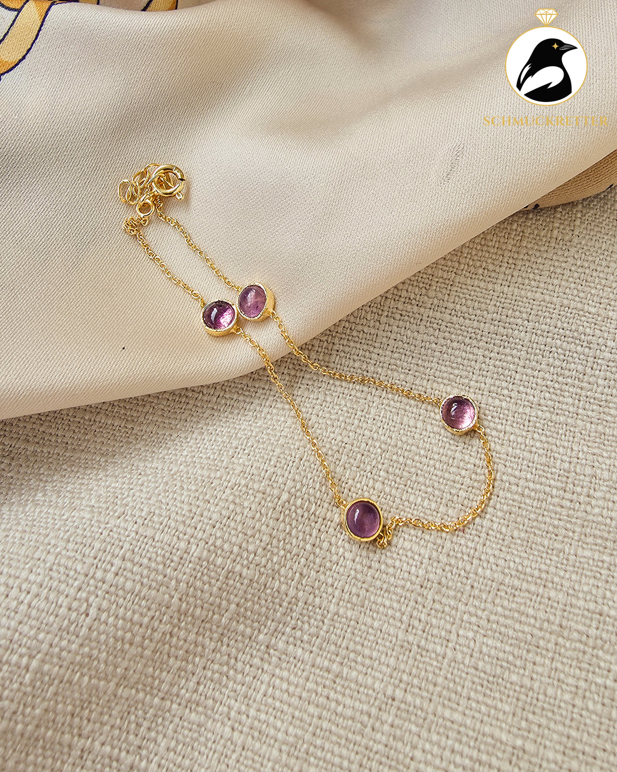 CONFETTI – Zartes Armband mit Amethyst aus vergoldetem 925 Silber
