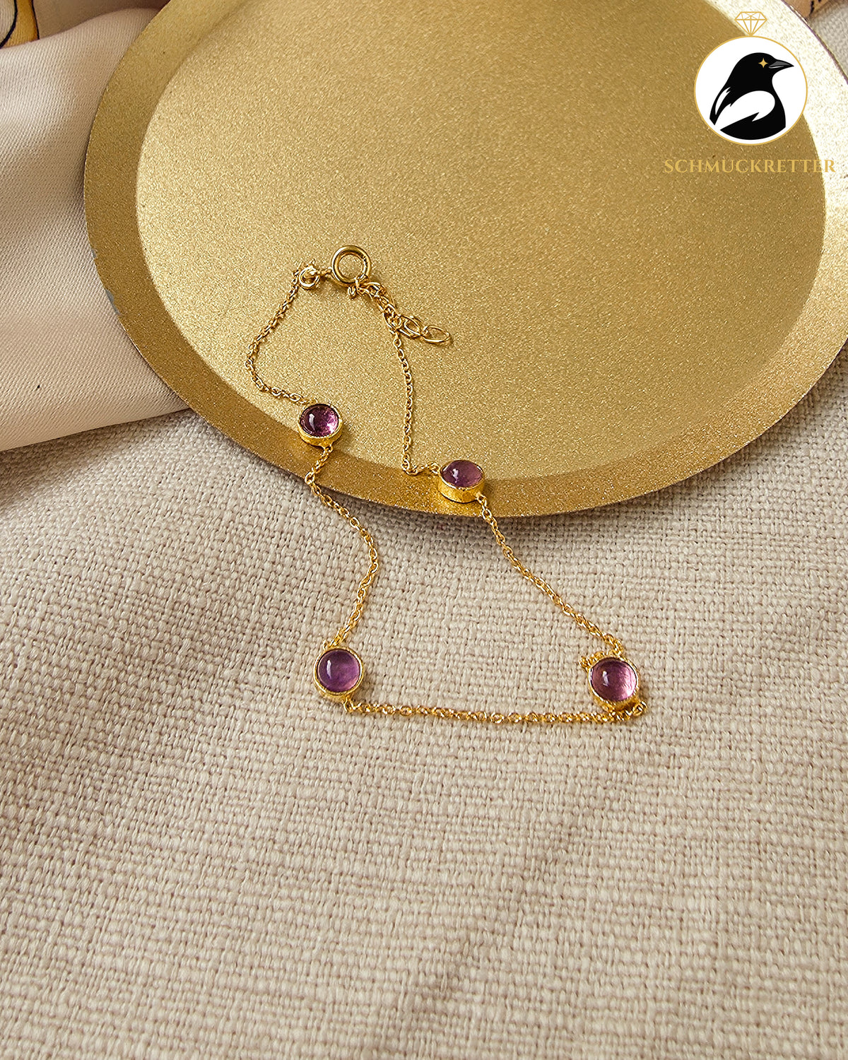 CONFETTI – Zartes Armband mit Amethyst aus vergoldetem 925 Silber