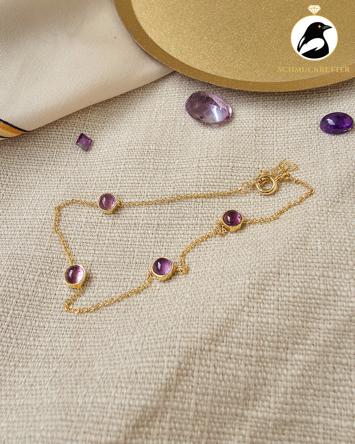 CONFETTI – Zartes Armband mit Amethyst aus vergoldetem 925 Silber