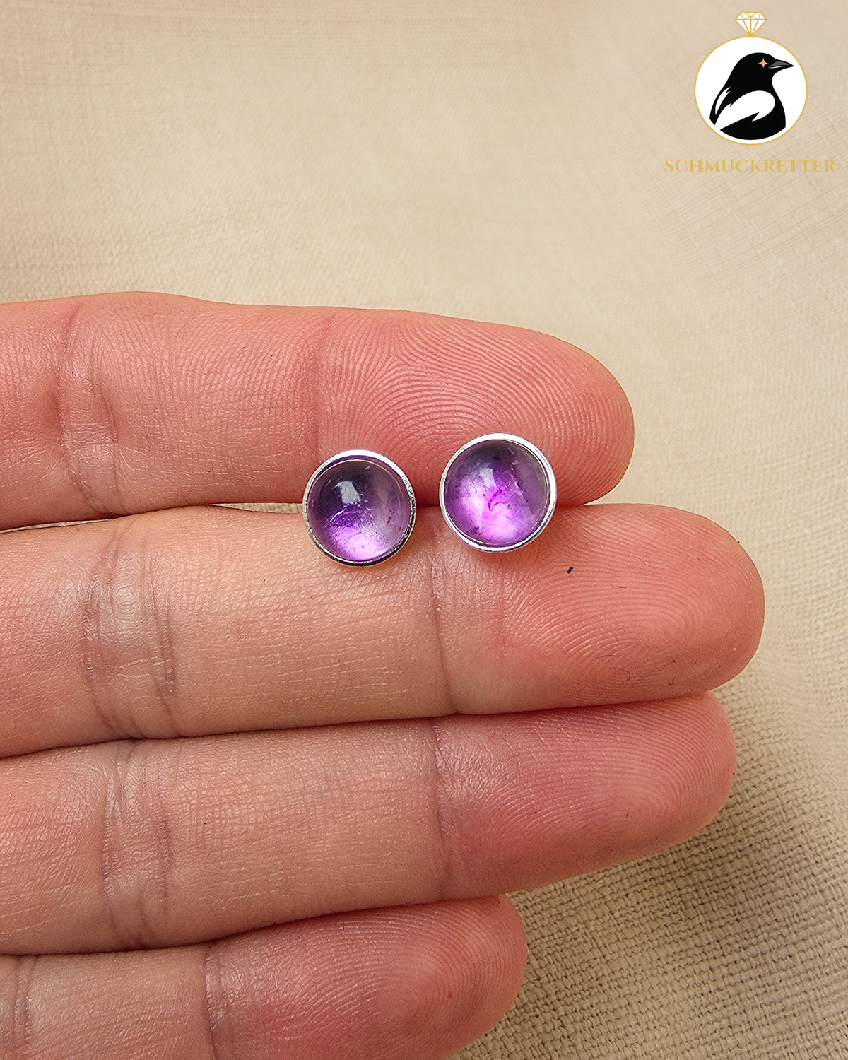 Runde 925 Silber Ohrstecker mit Amethyst