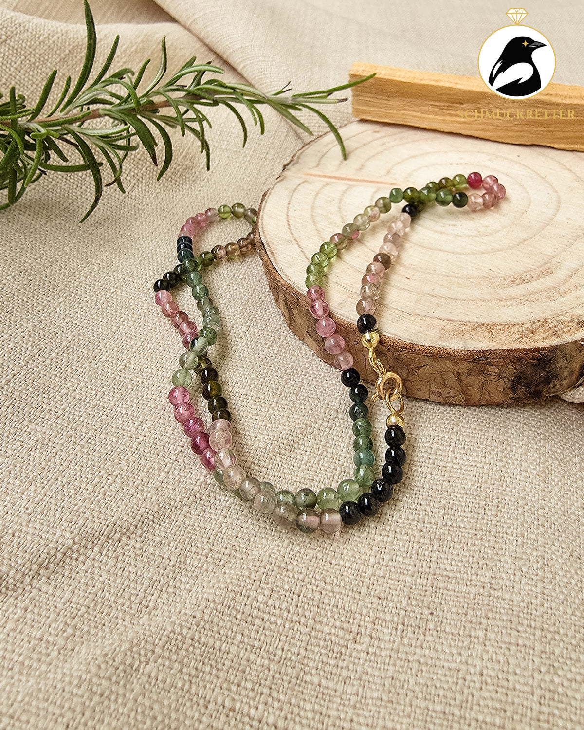 Multicolor Turmalin Kette mit 333 Gold Verschluss, SALE