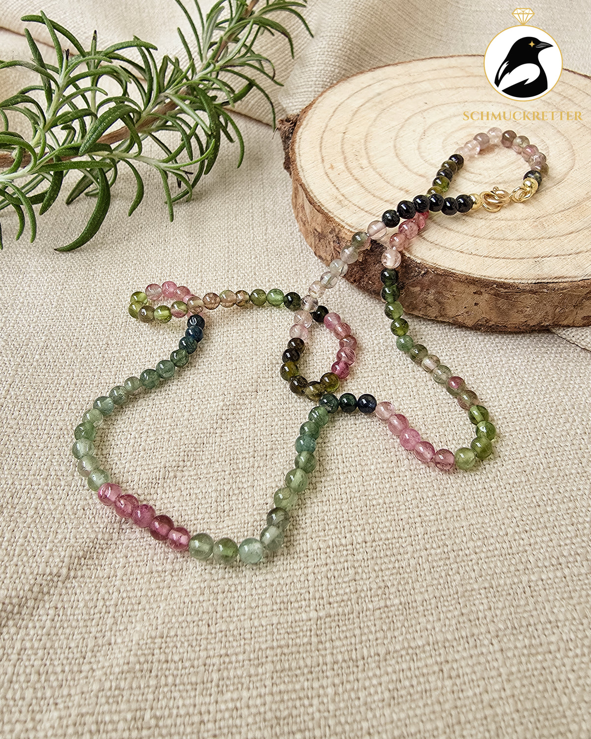 Multicolor Turmalin Kette mit 333 Gold Verschluss, SALE