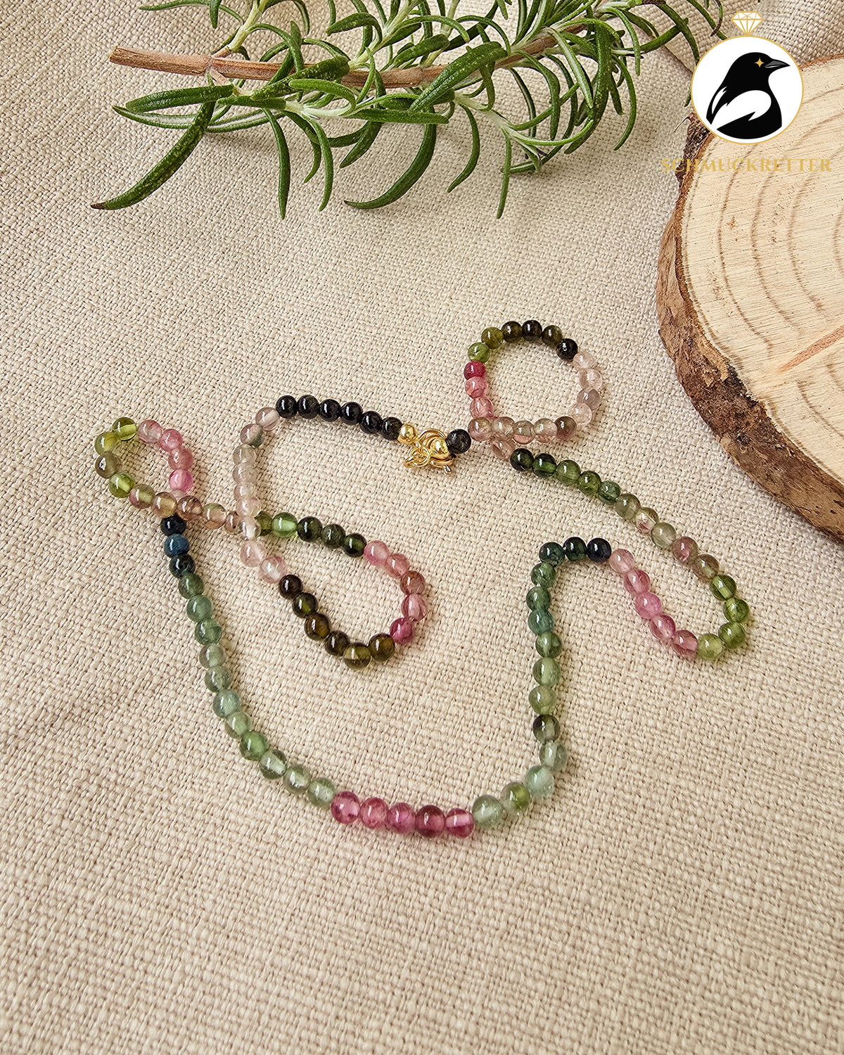 Multicolor Turmalin Kette mit 333 Gold Verschluss, SALE