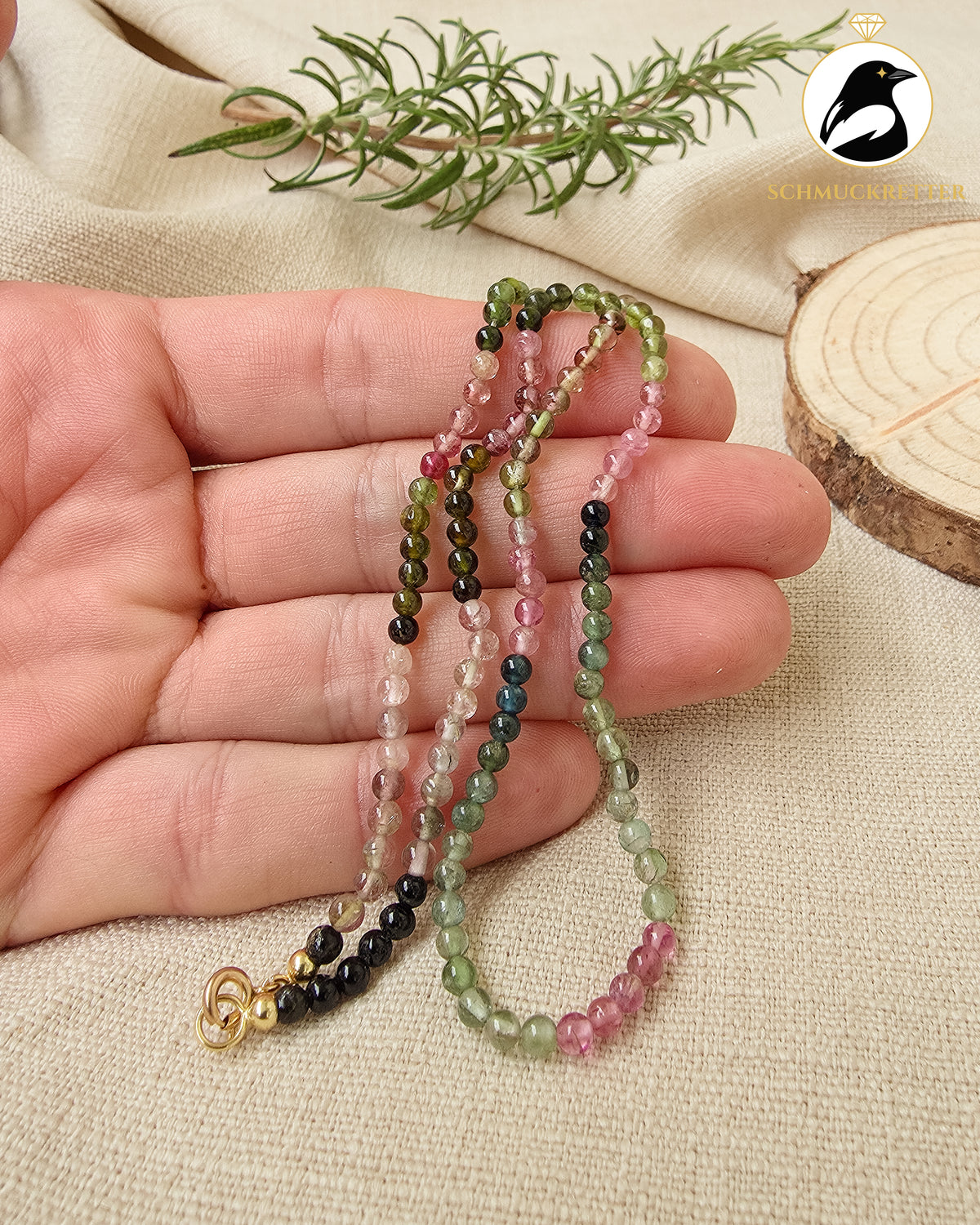 Multicolor Turmalin Kette mit 333 Gold Verschluss, SALE