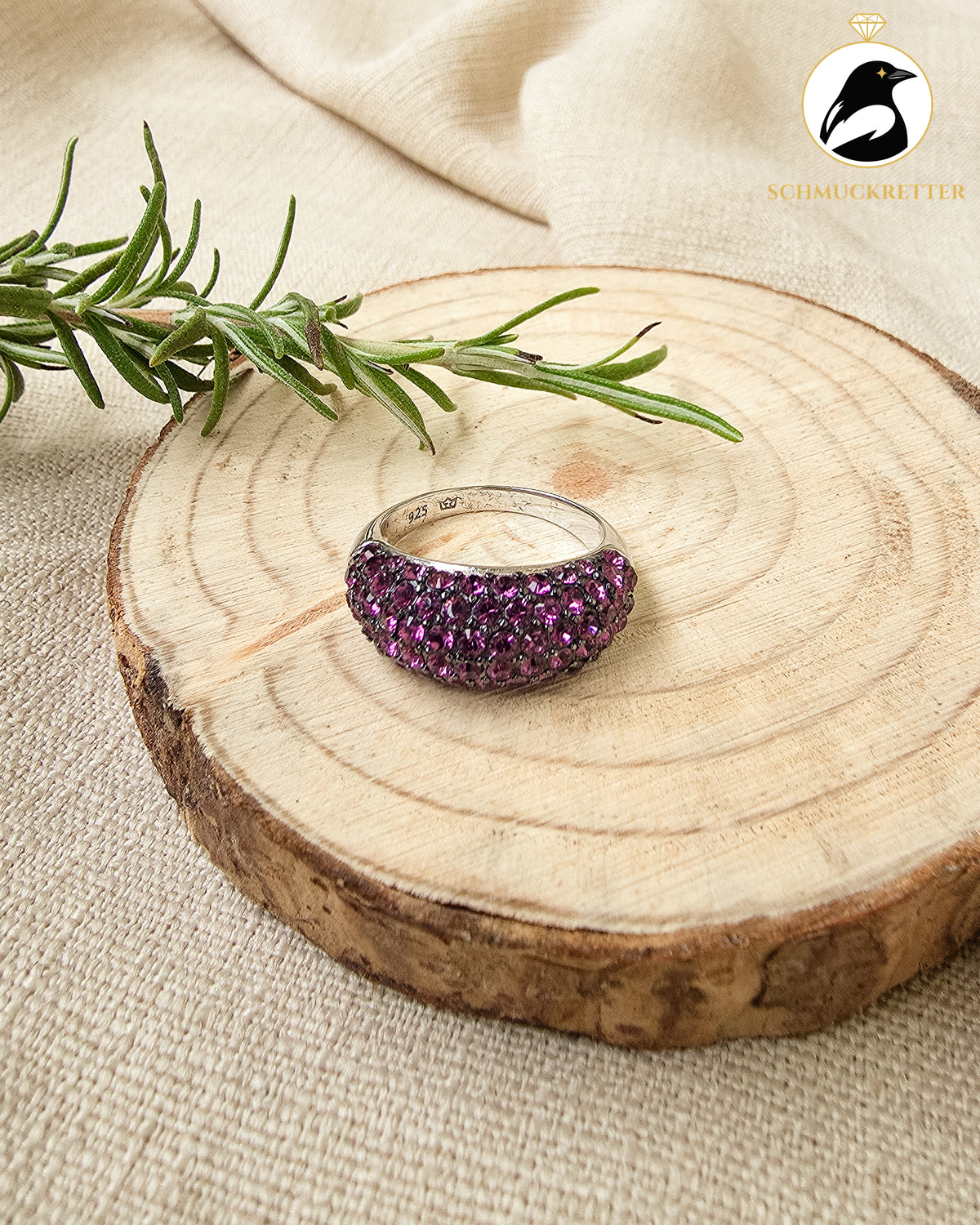 Ring mit pinken Zirkonia von TCM / Tchibo – 925 Silber, Gr. 54