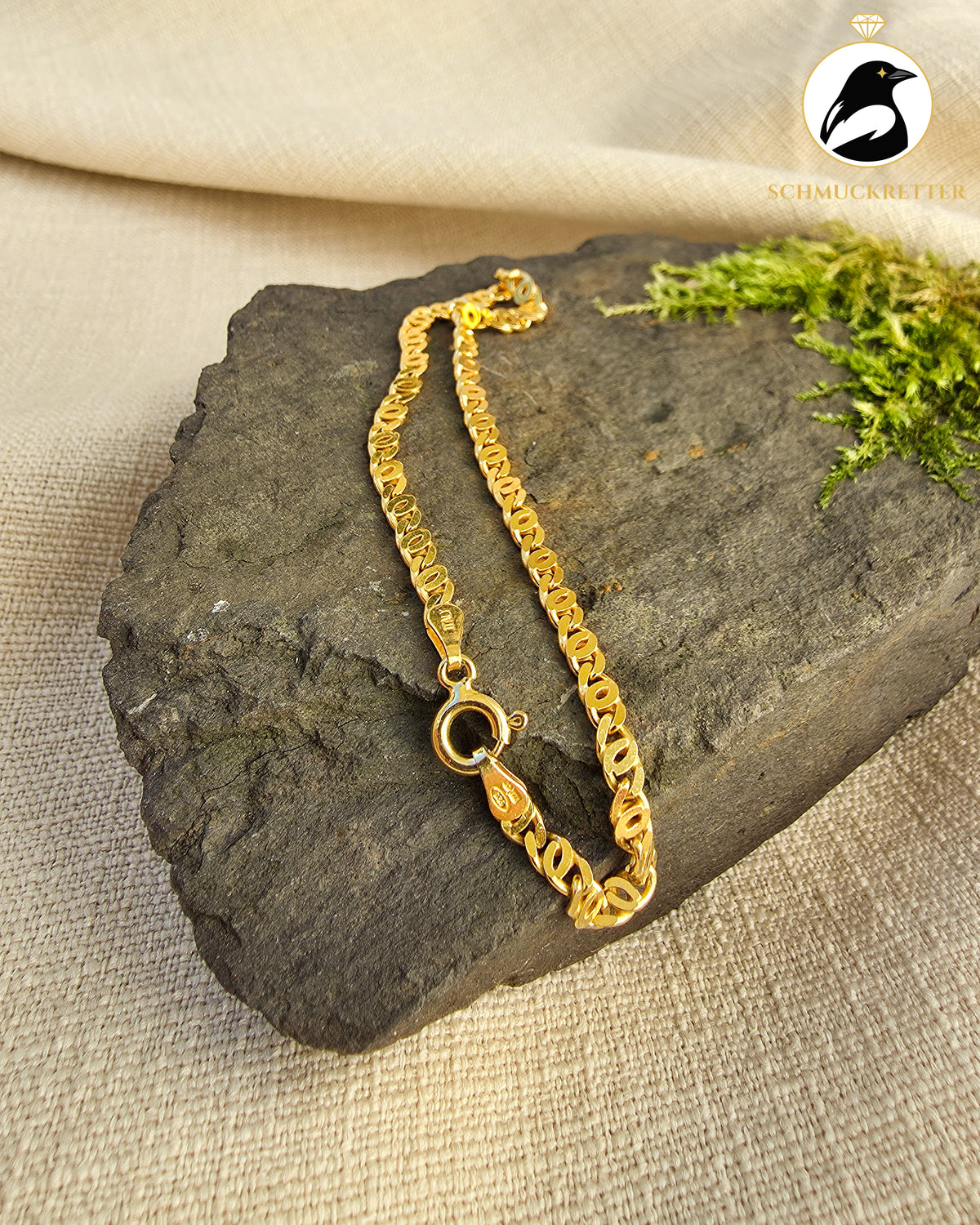 Fantasie-Panzerarmband von Milor – 925 Silber vergoldet