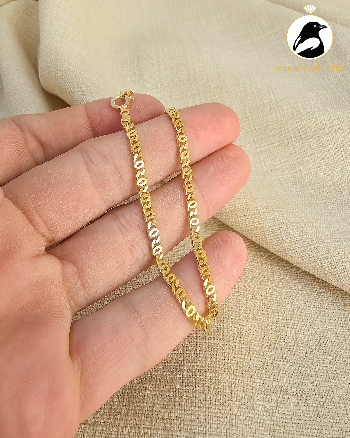 Fantasie-Panzerarmband von Milor – 925 Silber vergoldet