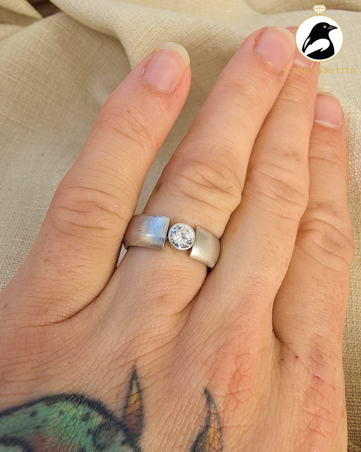 Spannring mit funkelndem Zirkonia – 925 Silber, Gr. 53